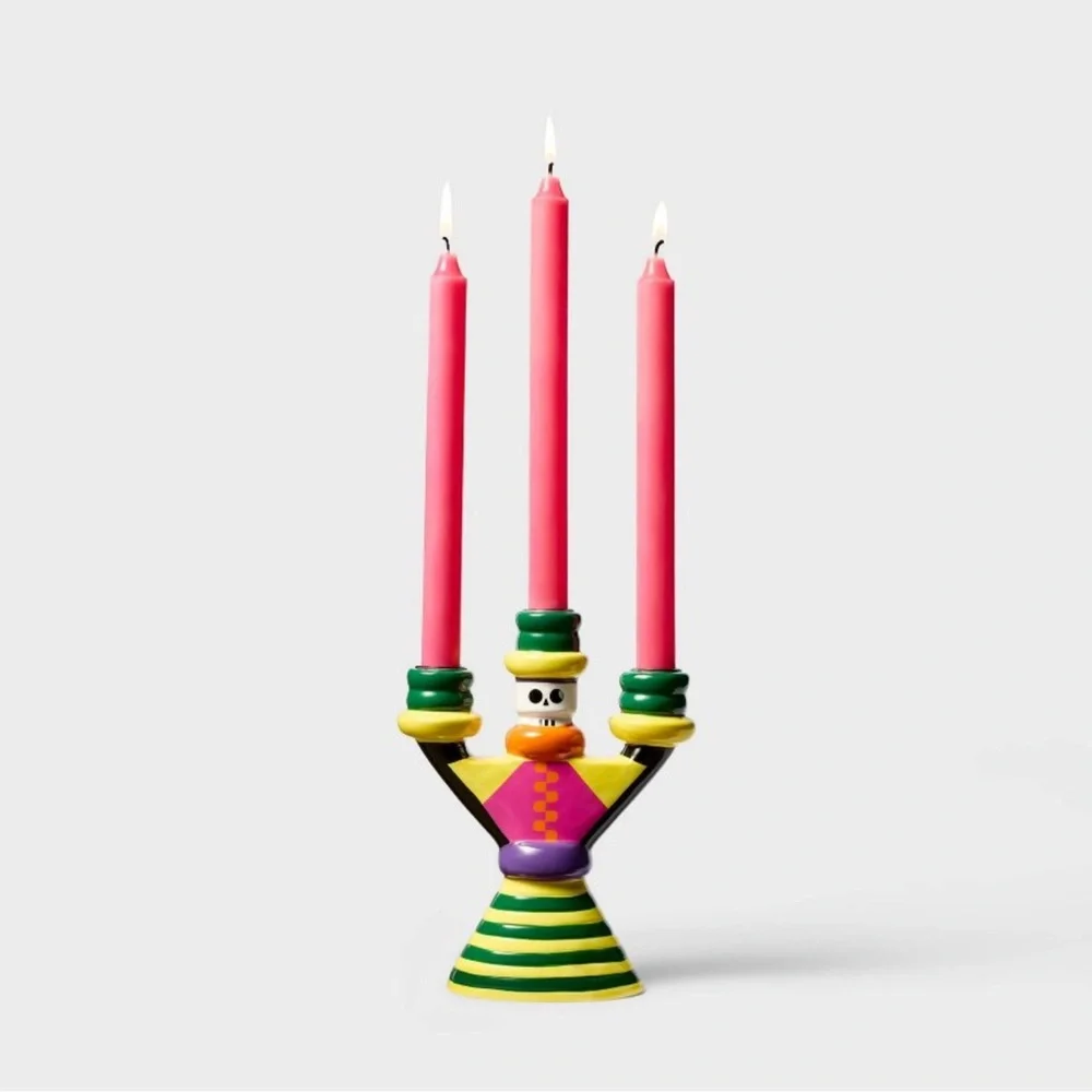 Target x Cecilia Ruiz 2025 Dia de Los Muertos 3 pillar ceramic candle holder
